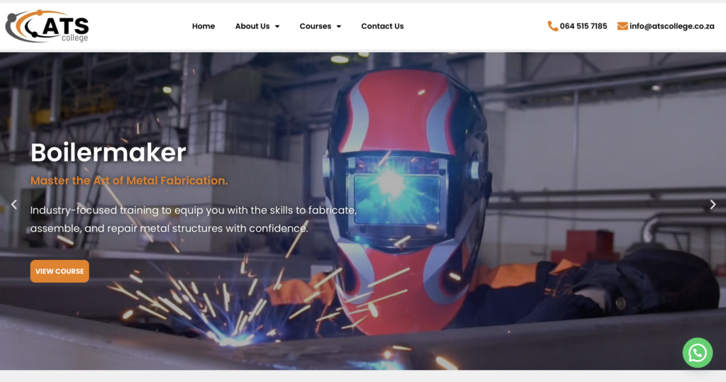 ATS College website screenshot